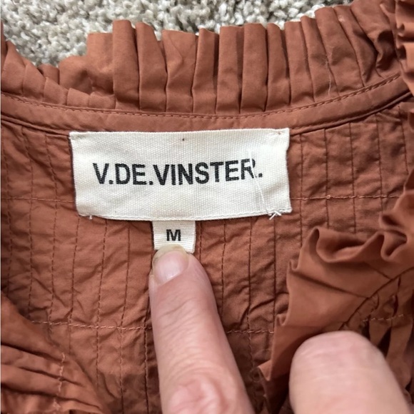 V De Vinster size M Birdy Dress Pleated Cutout Bodice Terracotta Brown - Picture 10 of 11